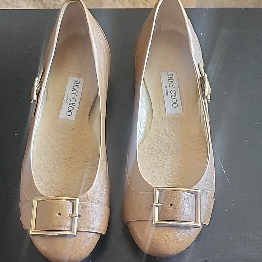 Jimmy Choo Brown Leather Flats with Buckle